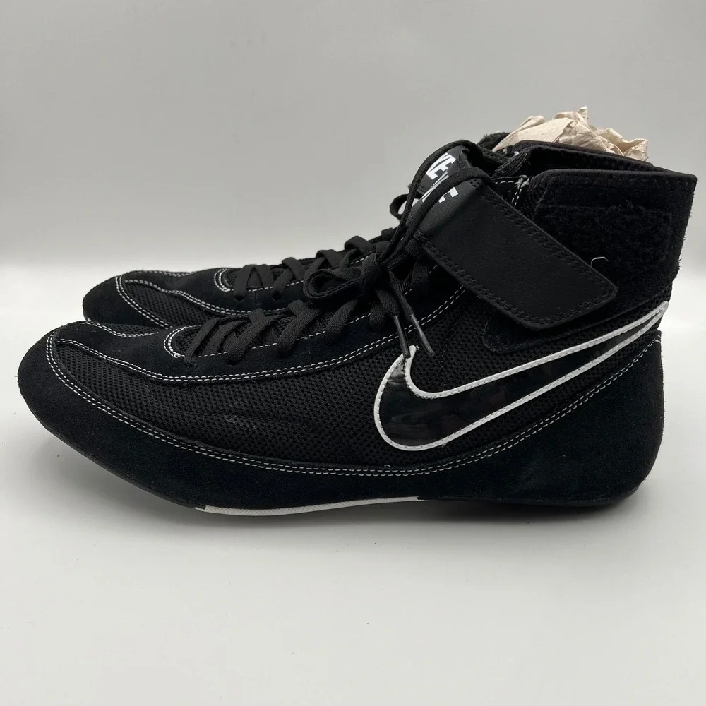 Nike Speedsweep VII Wrestling Shoes Mens 13 Black White High Top Mesh Suede‎